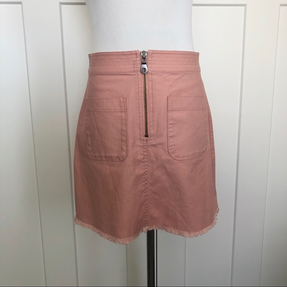 Madewell Zip Front A Line Skirt Frayed Hem Mini